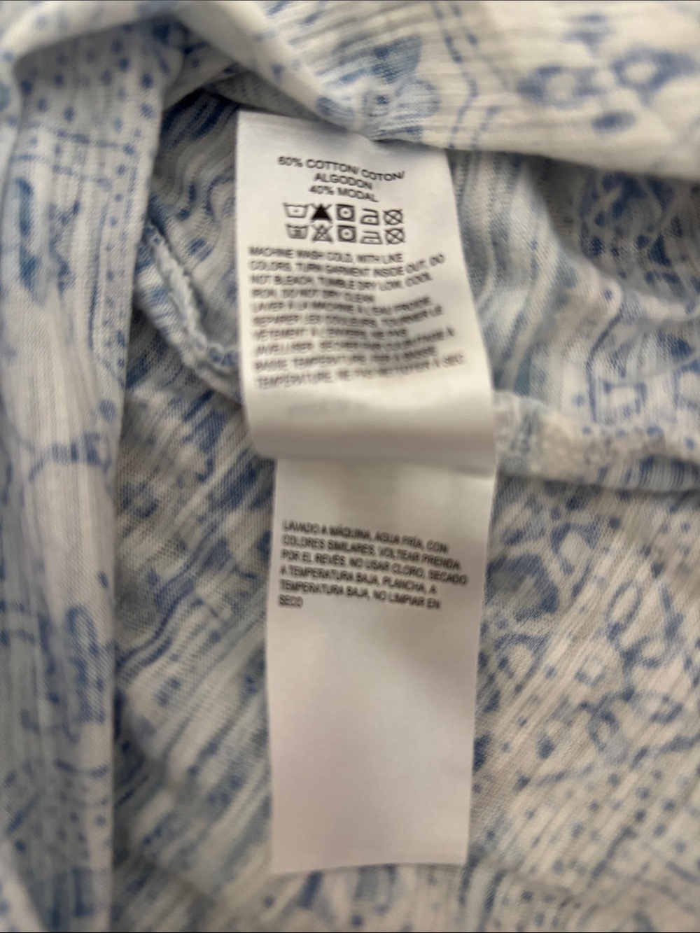 Lucky Brand White and Blue Printed Short Sleeve Tee - Picture 5 of 5